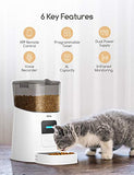 Faroro Automatic Cat Feeder 2.4G WiFi Enabled 6L Smart Food Dispenser for Cats and Small Dogs with App Control, Programmable Timer, Distribution Alarms and Voice Recorder Up to 15 Meals per Day